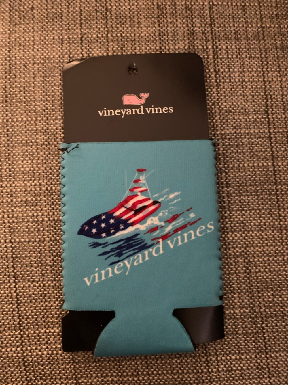 Vineyard Vines Aqua Patriotic “Sportfisher” Koozie